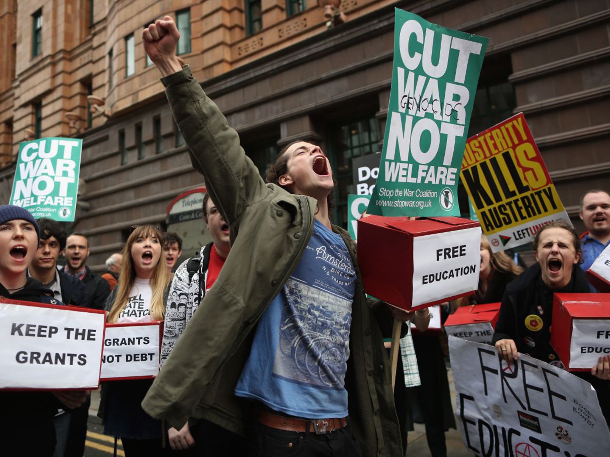 Anti-austerity campaigners continued their protests outside the conference after the singer Charlotte Church said she is “really sorry” for the behaviour of some among their number after journalists entering the building were spat upon. Jeremy Corbyn, the Labour leader, also urged ‘civilised debate’ in Manchester last night at a protest organised by the Communication Workers’ Union