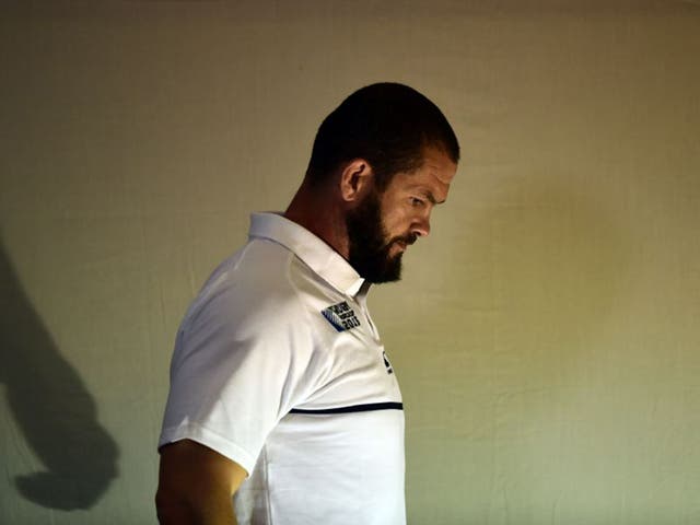 Andy Farrell leaves Monday's press conference at Pennyhill Park where he mounted a staunch defence of England head coach Stuart Lancaster