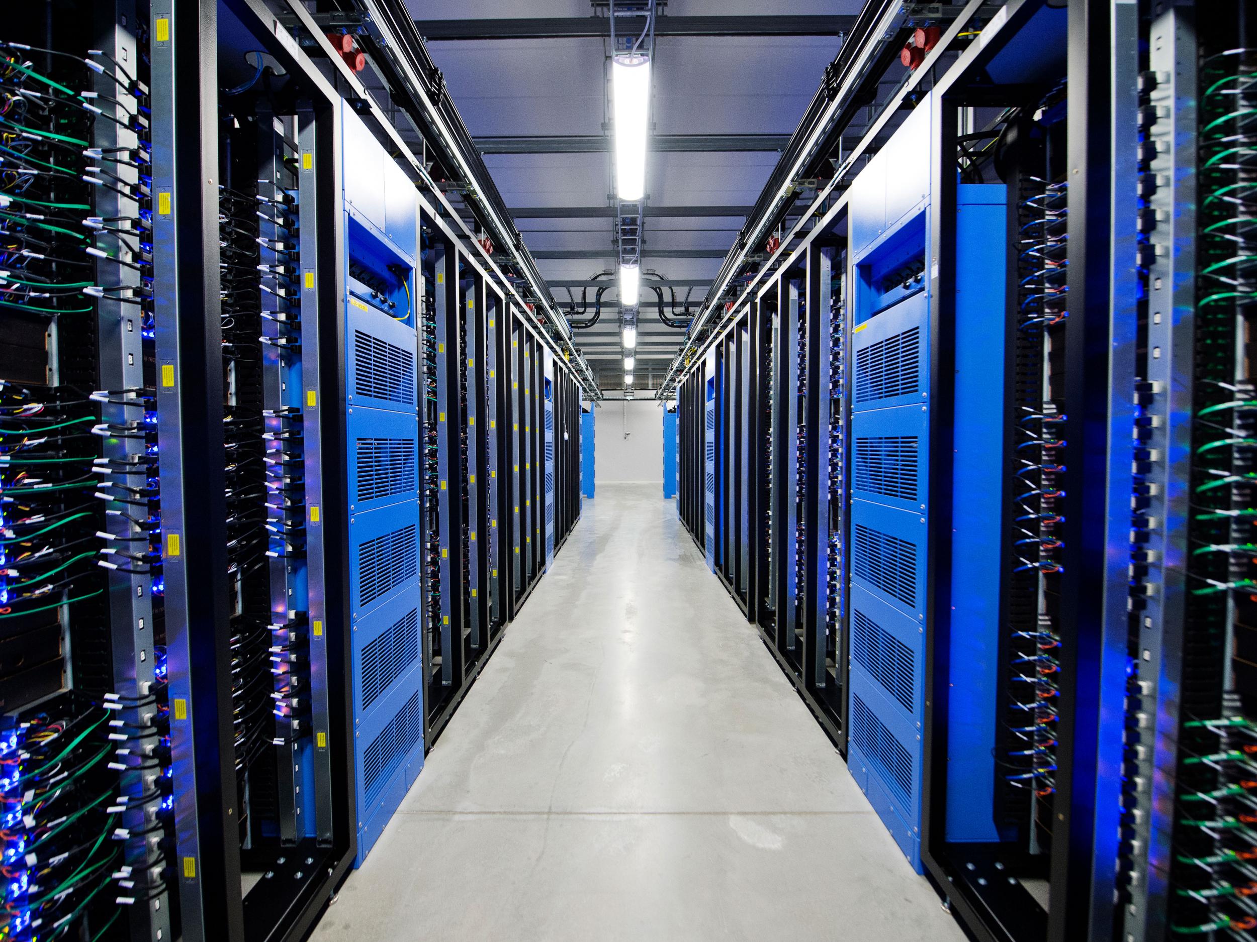 Thousands of servers are pictured at the new Facebook Data Center, its first outside the US on November 7, 2013 in Lulea, in Swedish Lapland