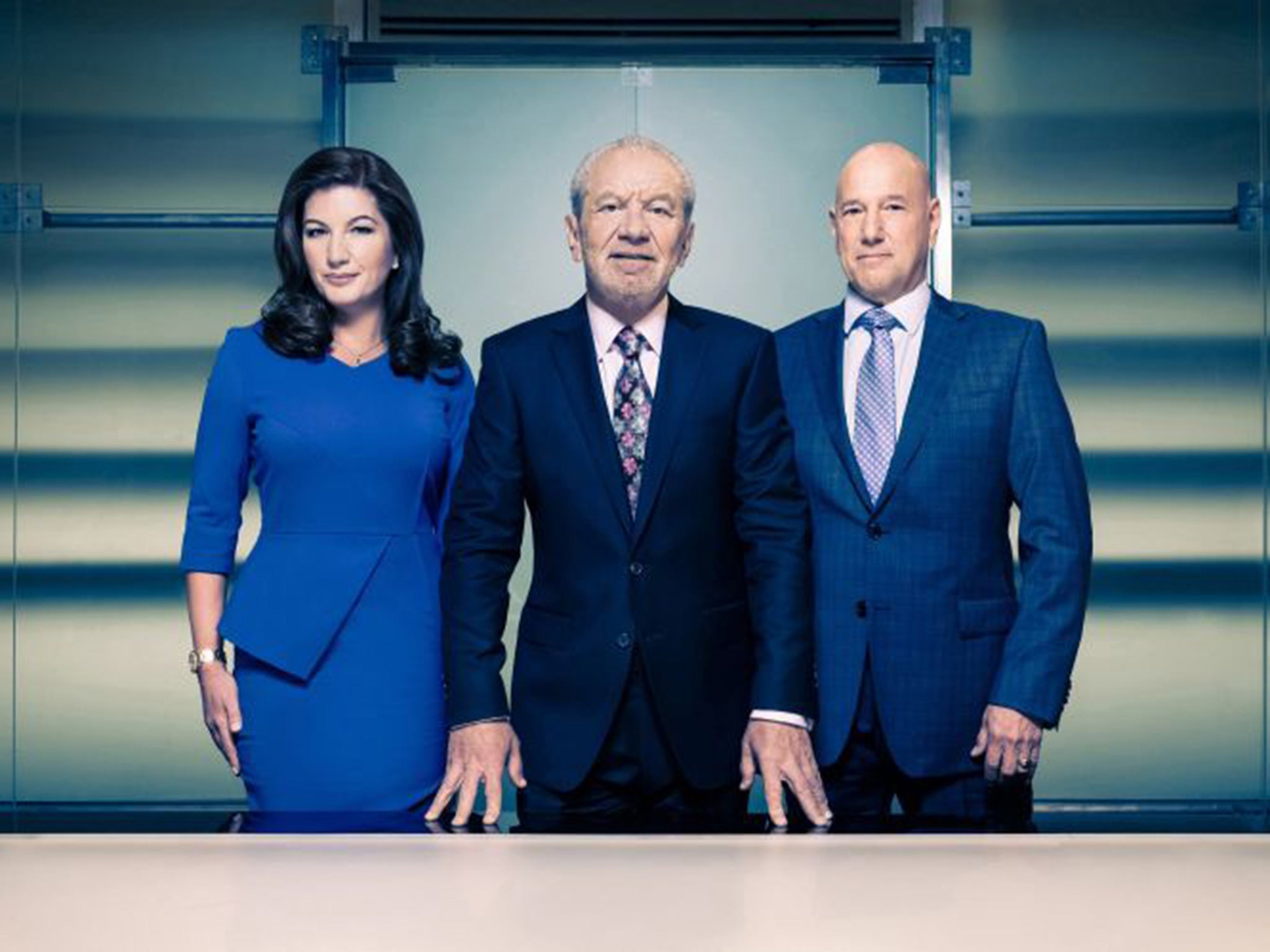 Lord Sugar with The Apprentice judges Karren Brady and Claude Littner