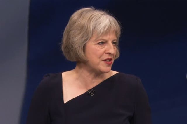 Theresa May speaks at the Conservative party conference