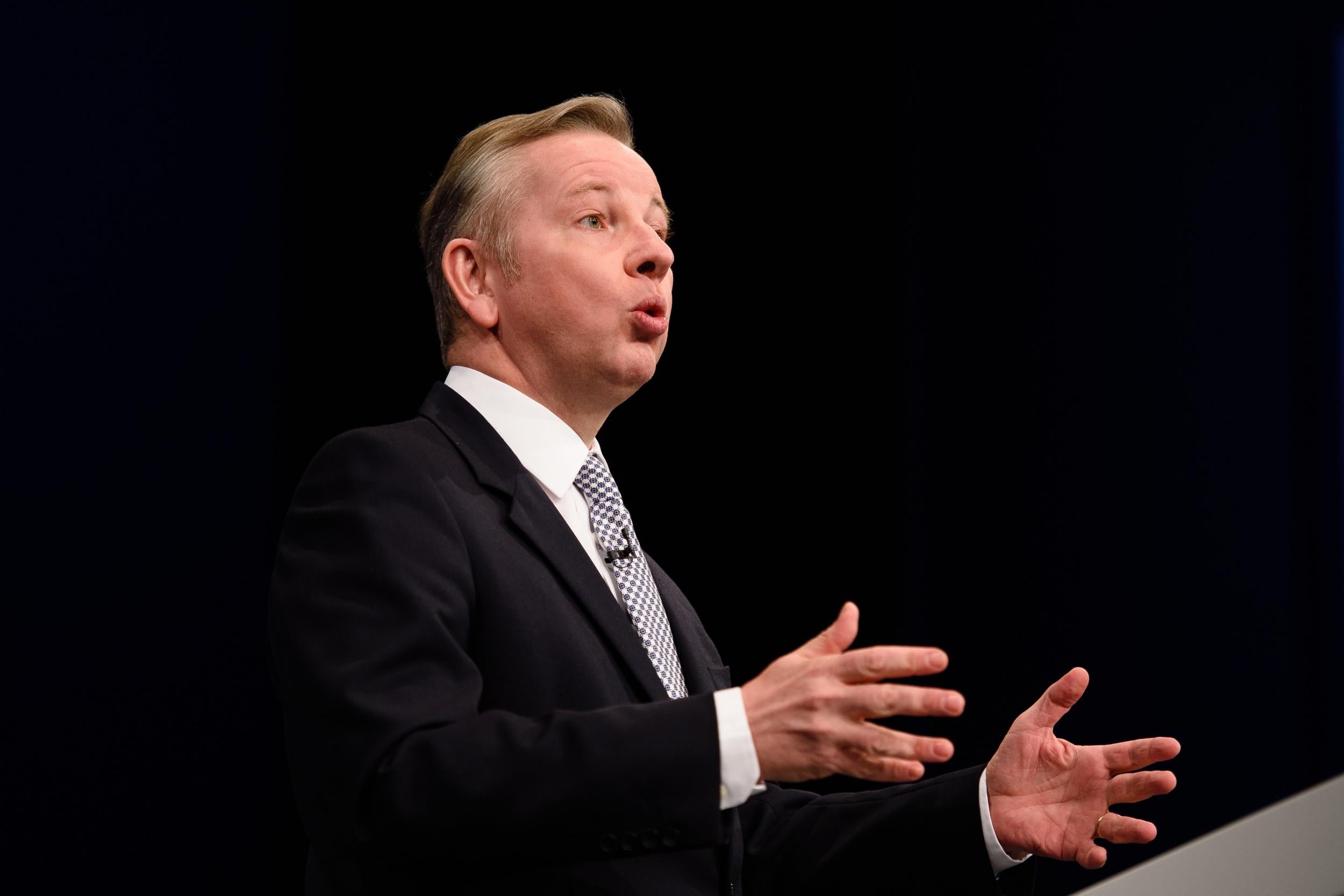 Michael Gove addresses delegates at the 2015 Conservative Party Conference in Manchester