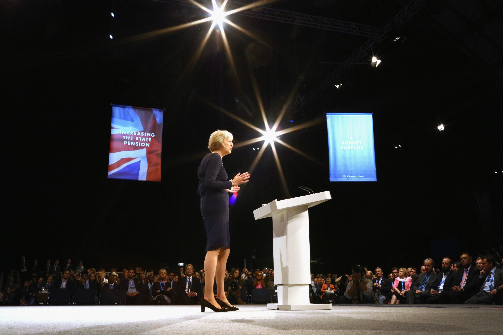 Theresa May delivers her keynote speech to delegates
