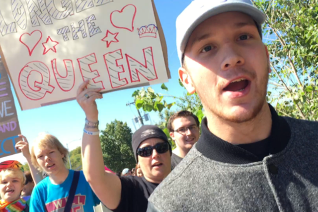 Students and parents lined the street to stand up for transgender pupil, Landon Patterson