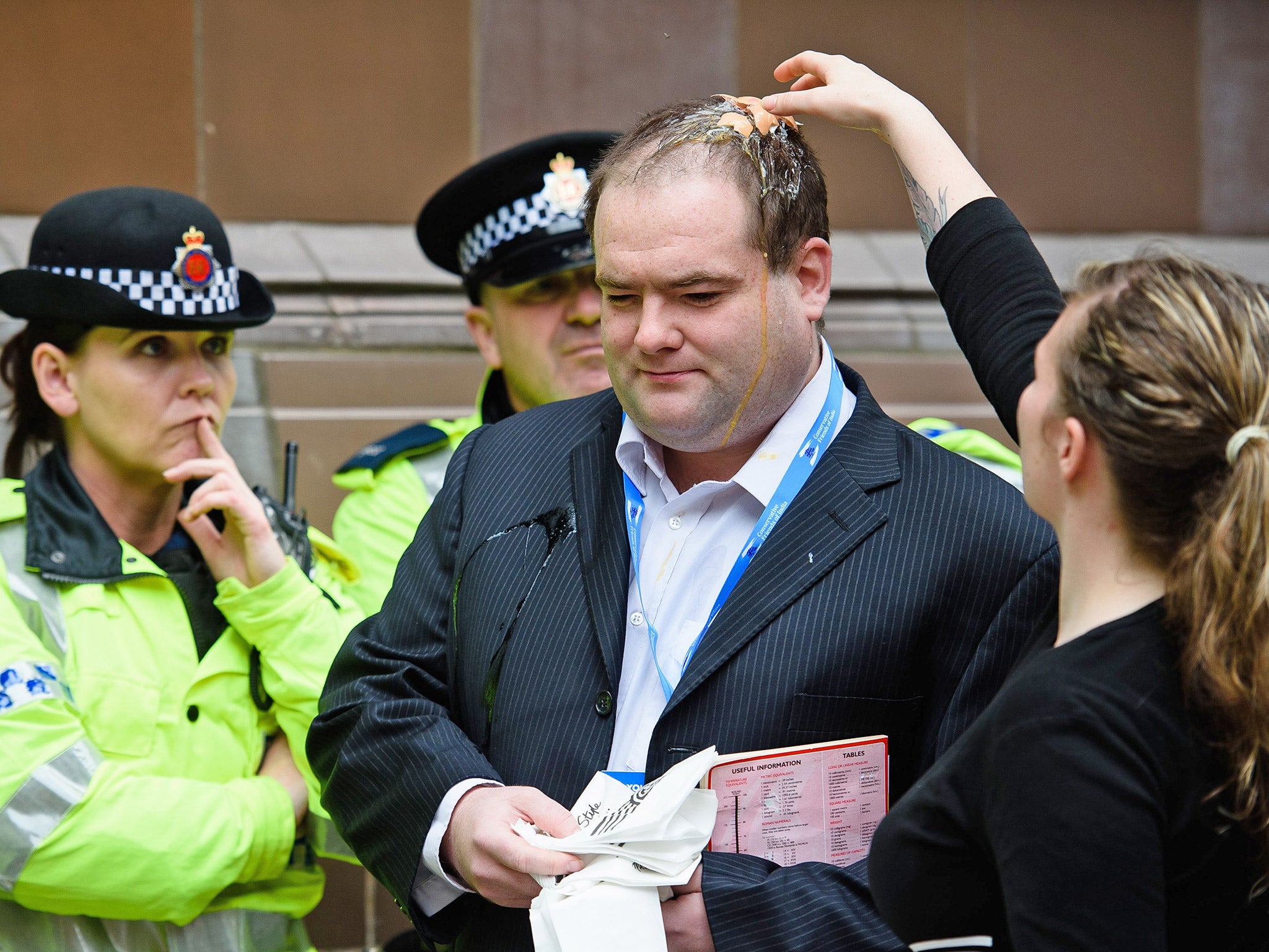 Tory delegates have been the target of abuse from protesters (Getty)