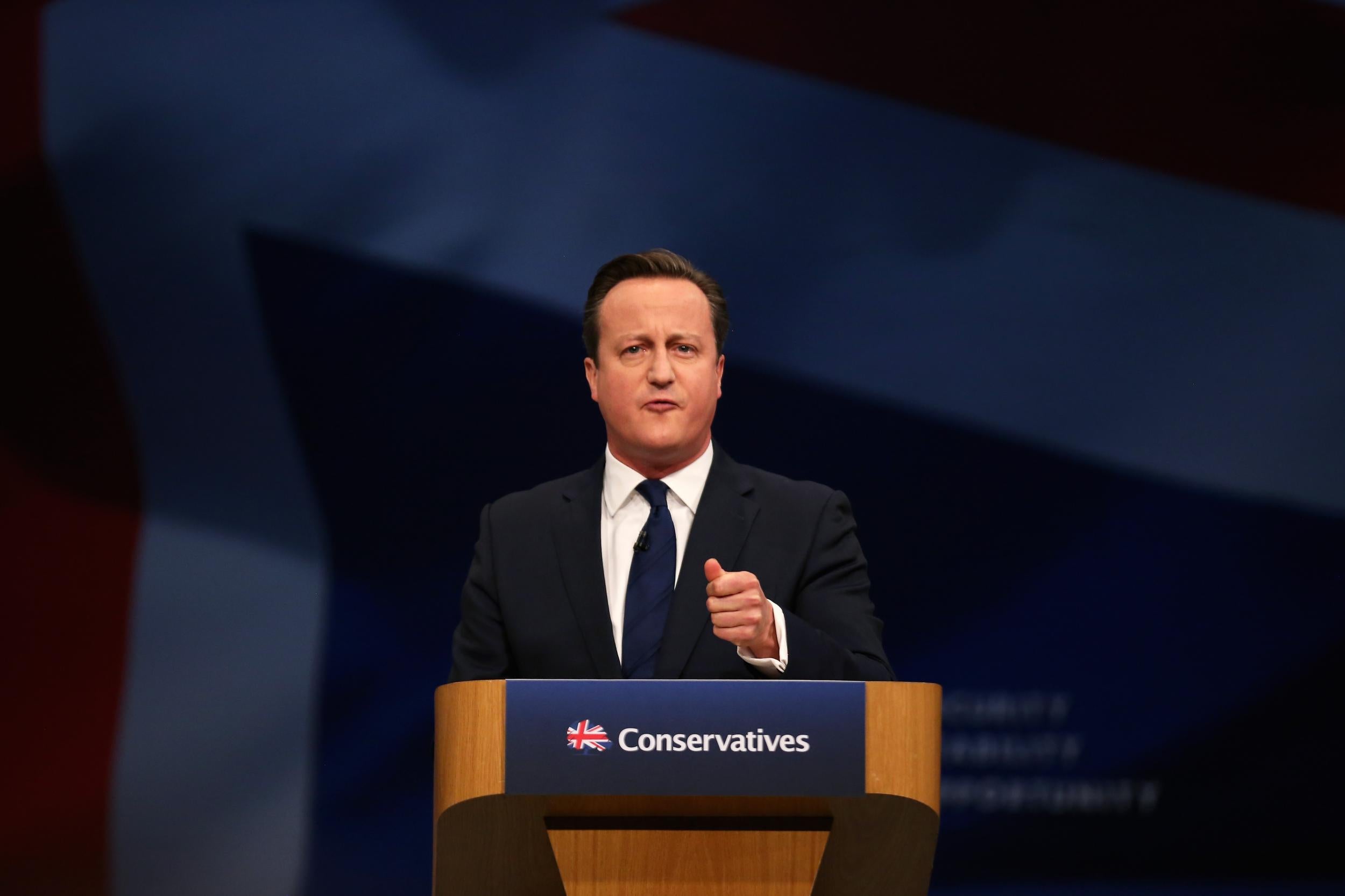 David Cameron speaks at the Tory party conference