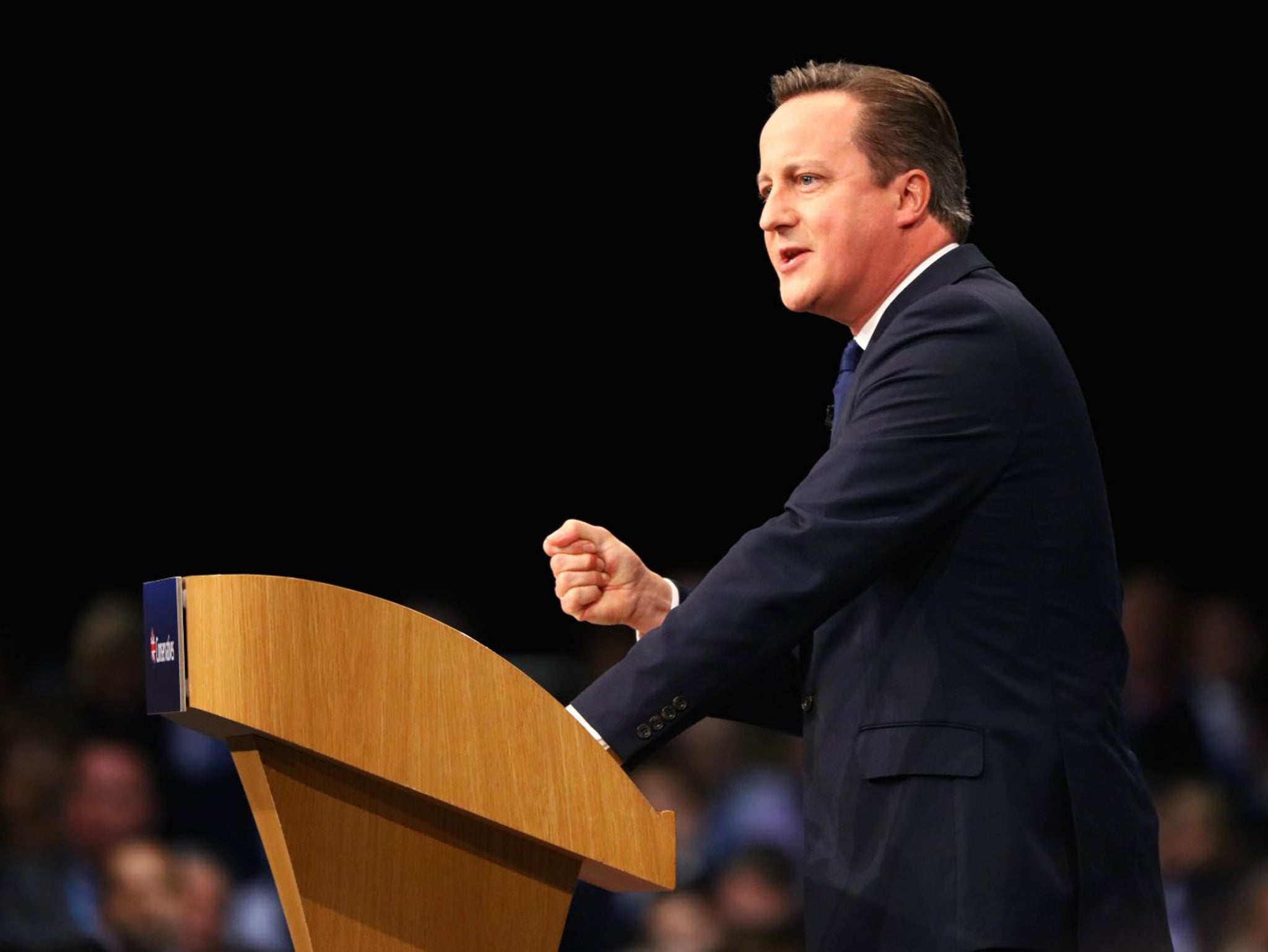 David Cameron gives his keynote speech to delegates on the fourth and final day of the Conservative Party Conference