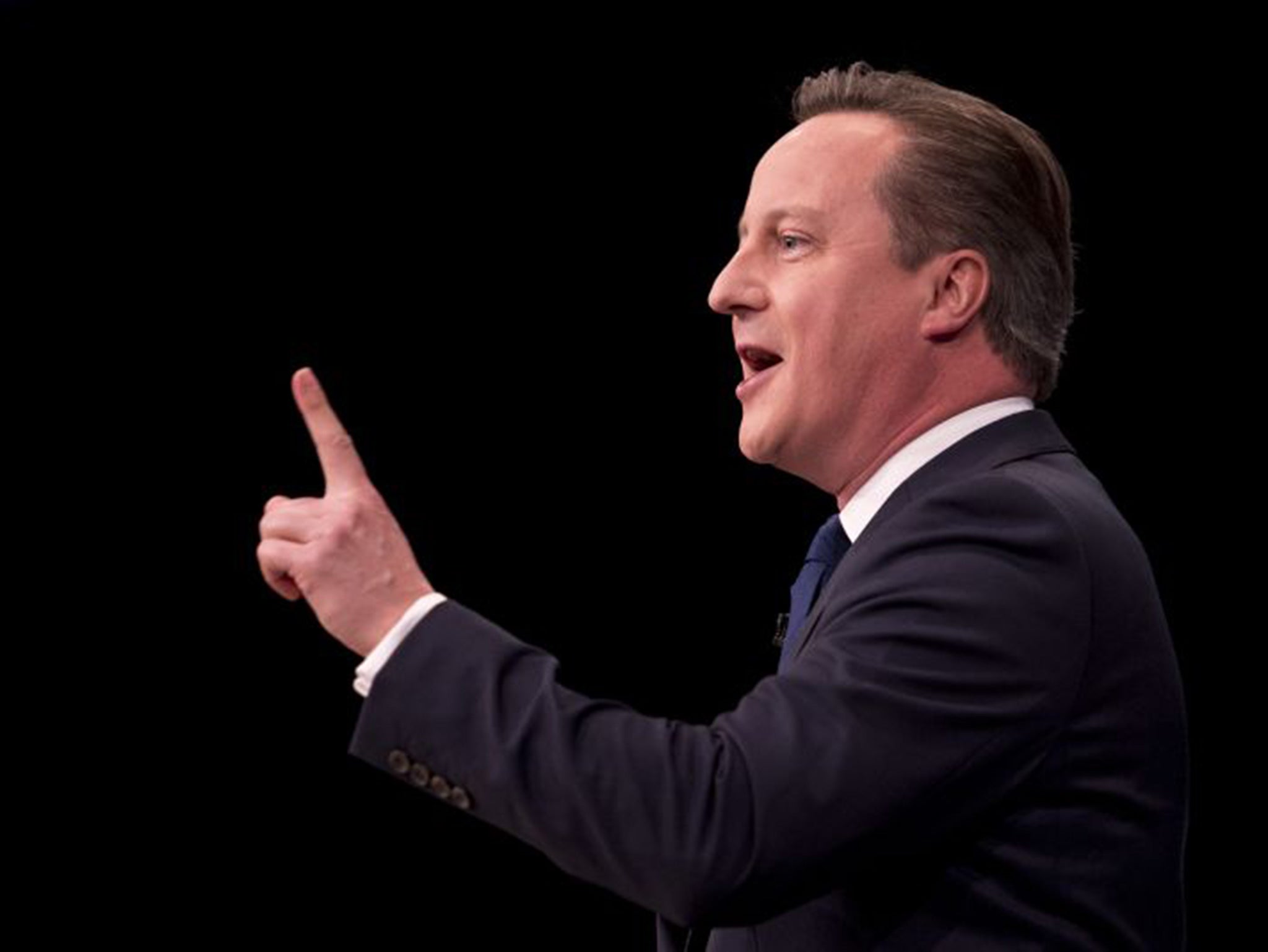 David Cameron delivers a speech to delegates at the annual Conservative Party Conference in Manchester