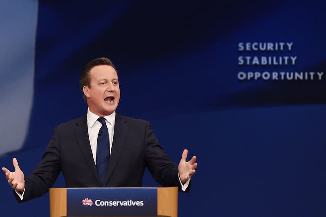 David Cameron delivers his speech at the Tory Party conference