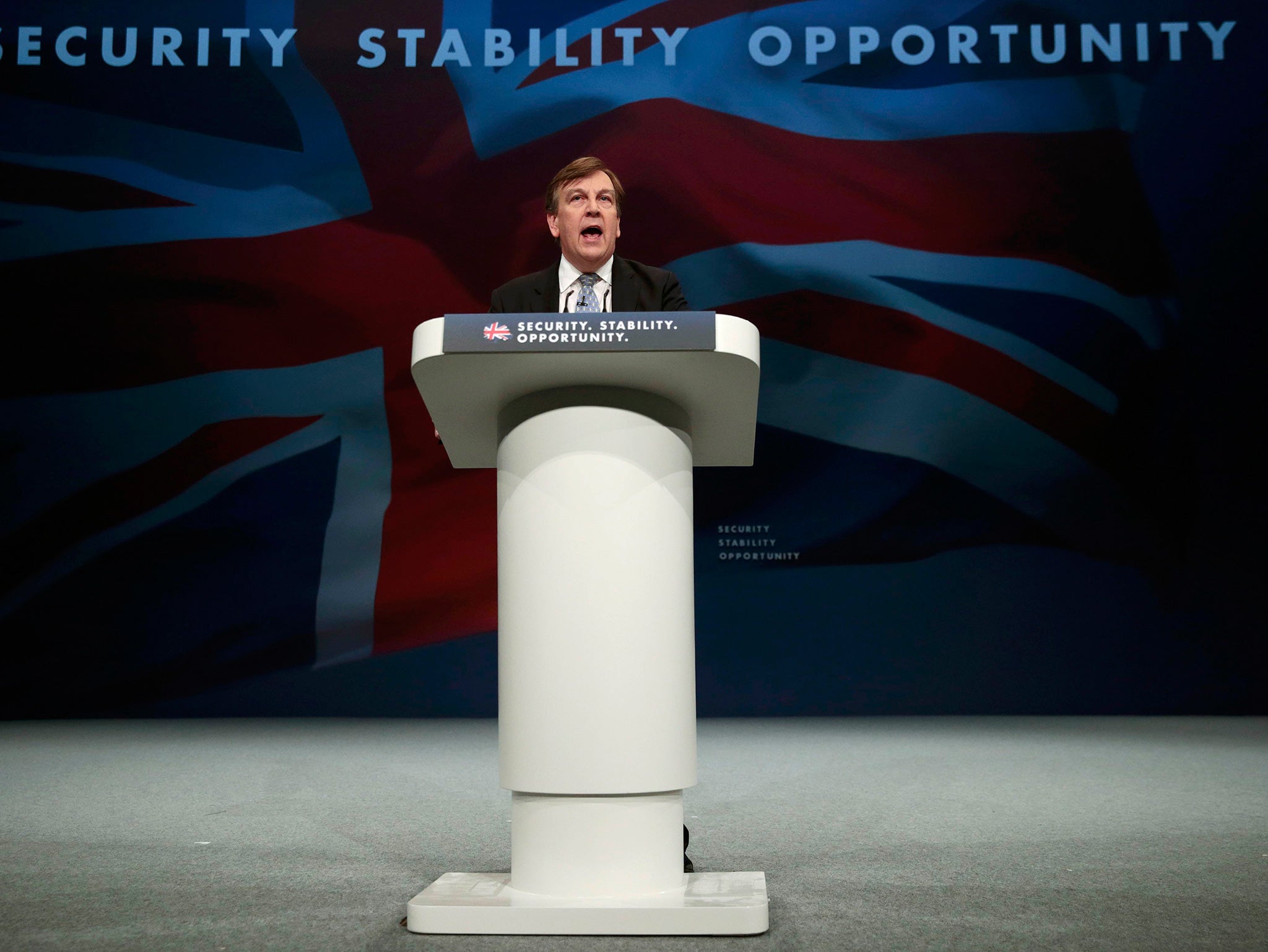 Britain's Culture Secretary John Whittingdale delivers his keynote speech at the annual Conservative Party Conference in Manchester