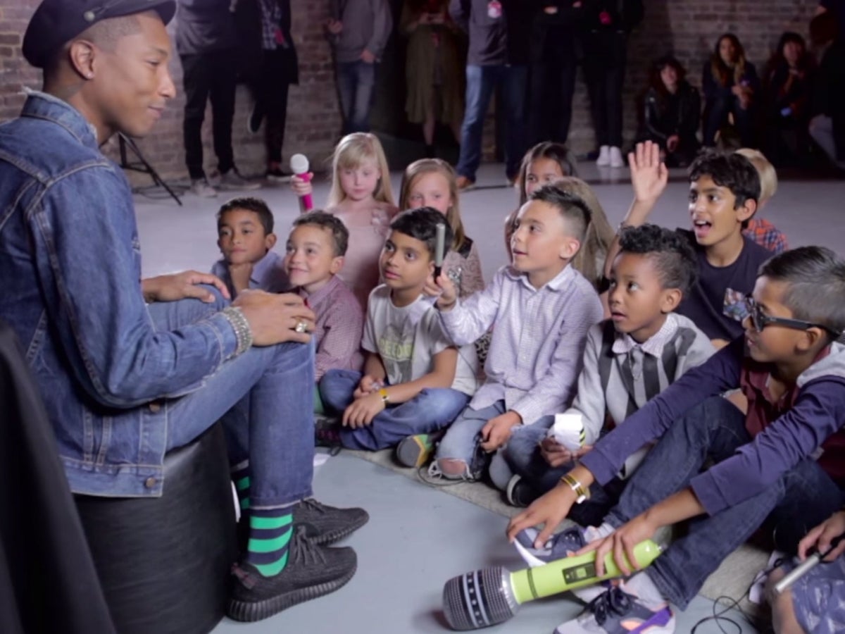 Pharrell Williams compares parenting triplets to working an assembly line