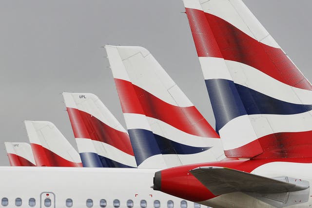 British Airways planes parked at Heathrow