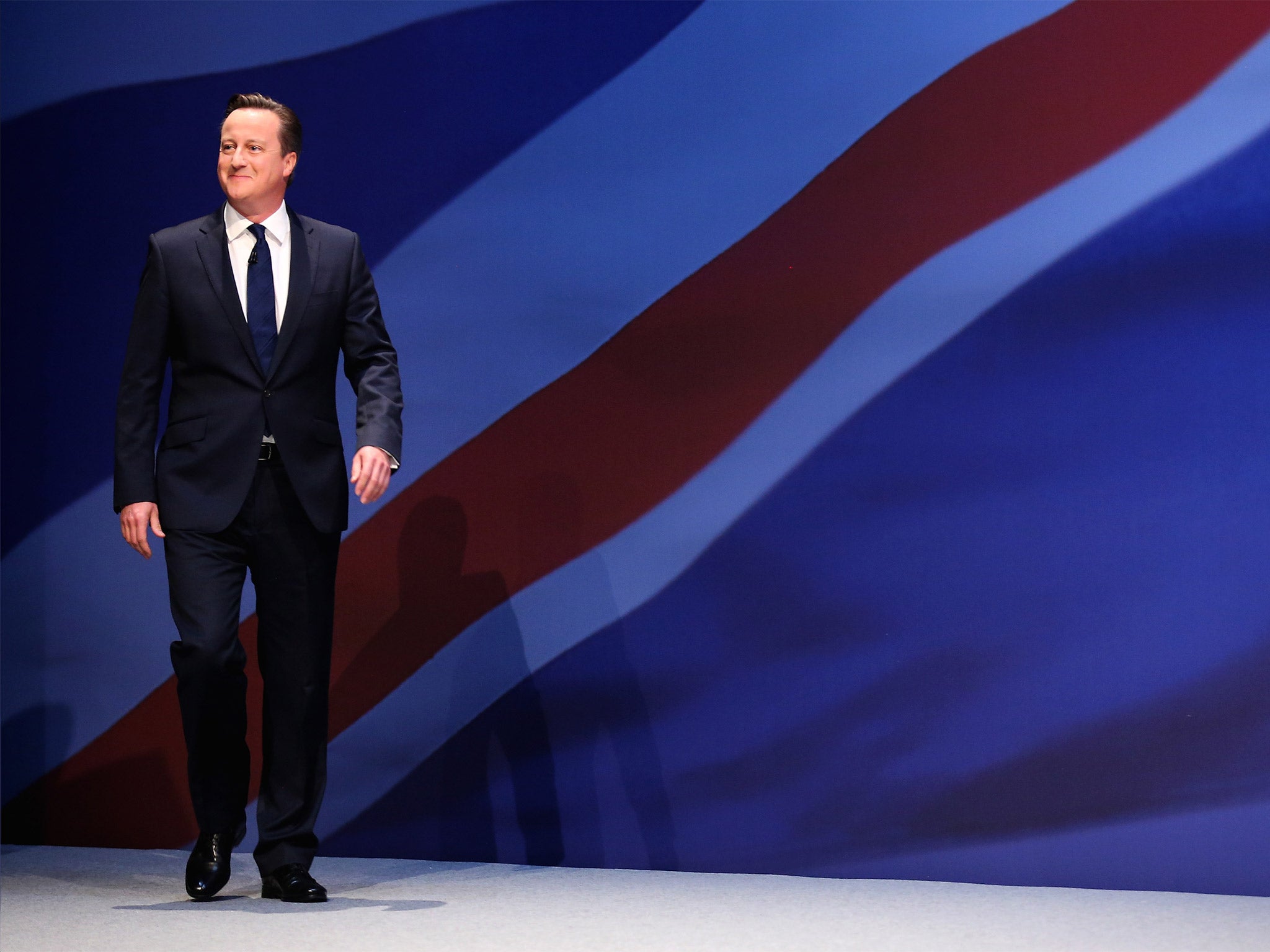 Hooker or left-winger?: Cameron takes to the stage in Manchester