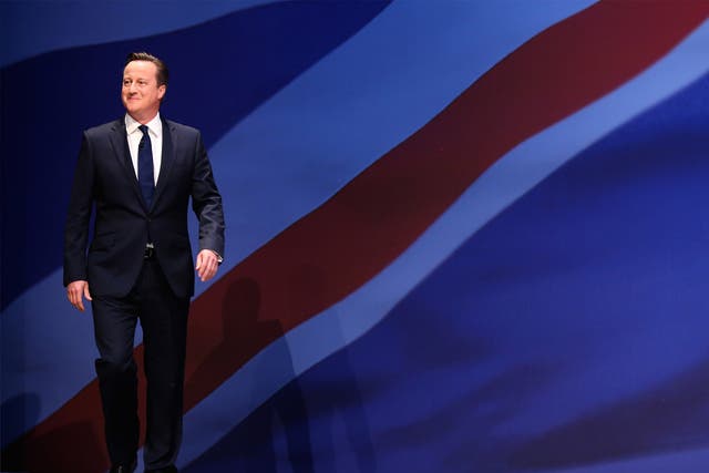 Hooker or left-winger?: Cameron takes to the stage in Manchester