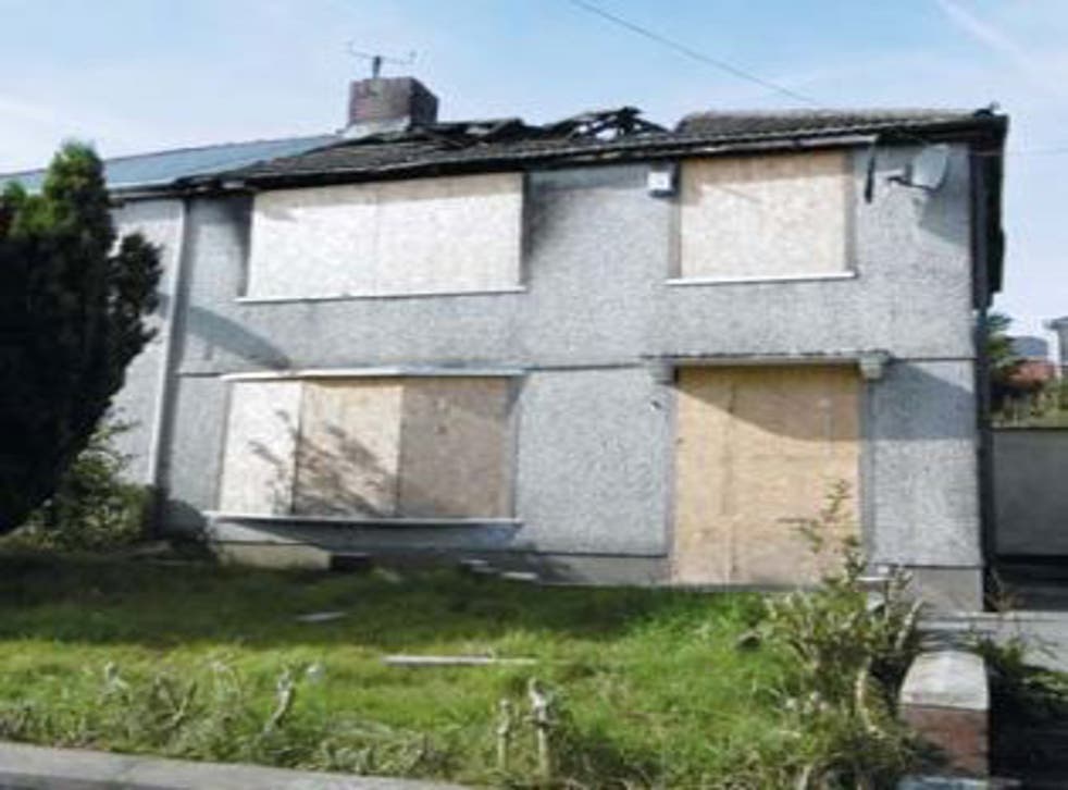 The property in Tredegar, South Wales has suffered extensive fire damage but could fetch around £50,000 once renovated.