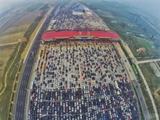 Huge motorway in China brought to a standstill in huge traffic jam 