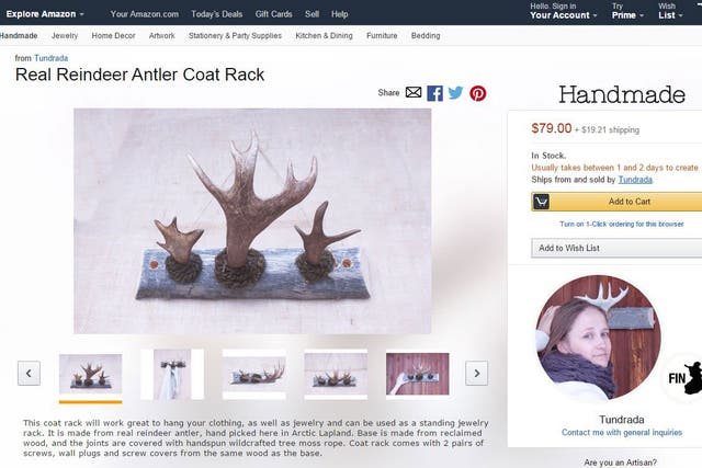 Handmade at Amazon offers homemade goods such as this Antler coat rack