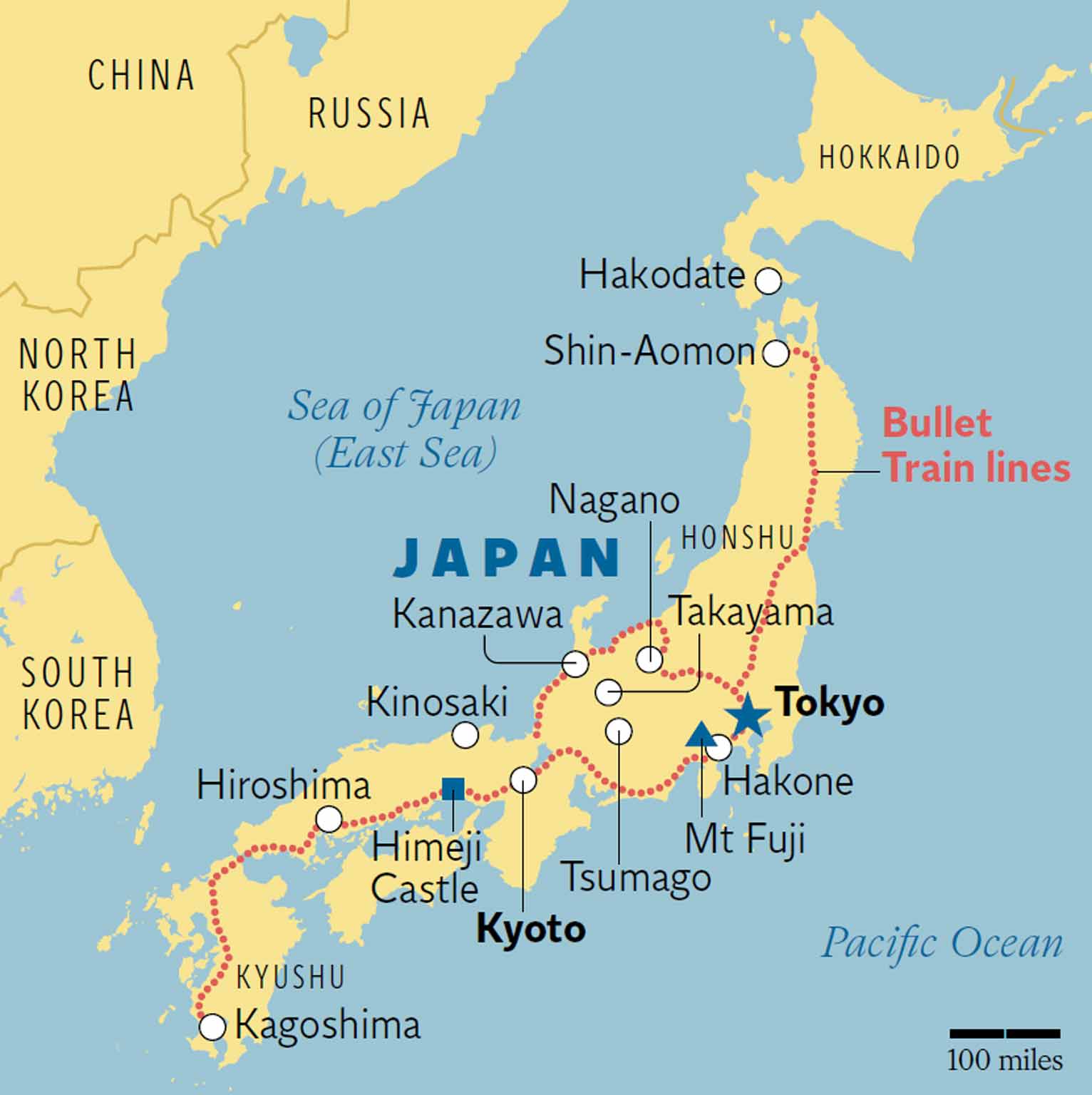 Расположение Японии на карте