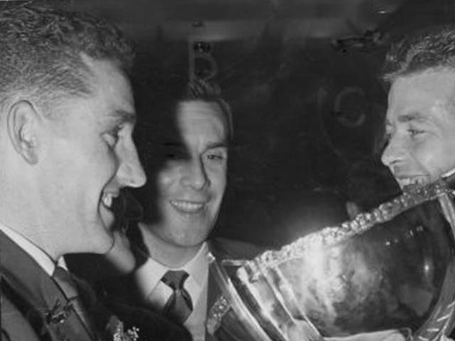 Murray, right, with his Hearts team-mate Dave Mackay in 1958 following the 5-1 Scottish League Cup final victory over Partick Thistle