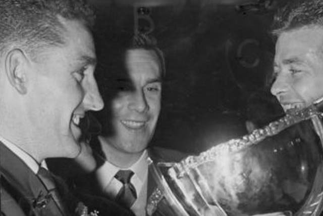 Murray, right, with his Hearts team-mate Dave Mackay in 1958 following the 5-1 Scottish League Cup final victory over Partick Thistle