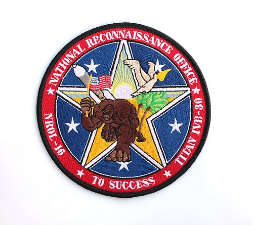 This patch, from the 2005 NROL-16 mission, shows a flag-waving gorilla