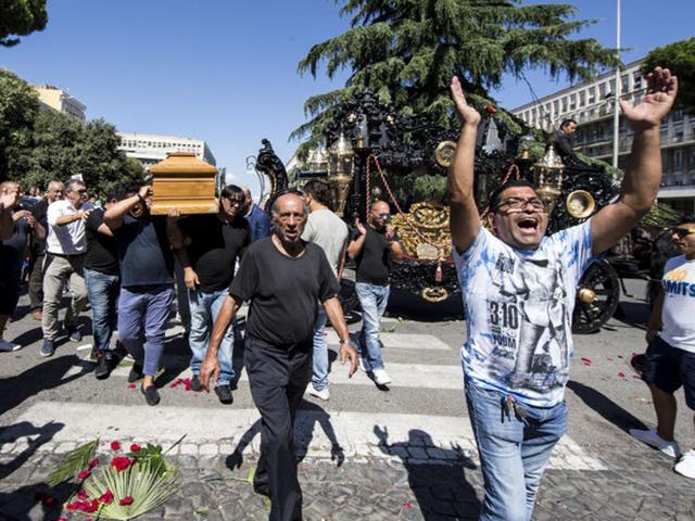 Alleged Mafia member Vittorio Casamonica gets an extravagant send-off at his funeral in Rome in August
