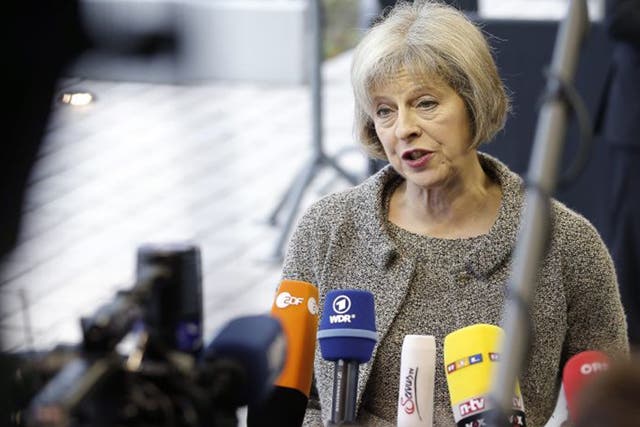 Before an EU meeting in Luxembourg on Thursday, Theresa May said more refugees should be taken from Middle Eastern camps