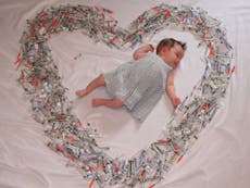 New mum's picture of IVF baby surrounded by syringes goes viral