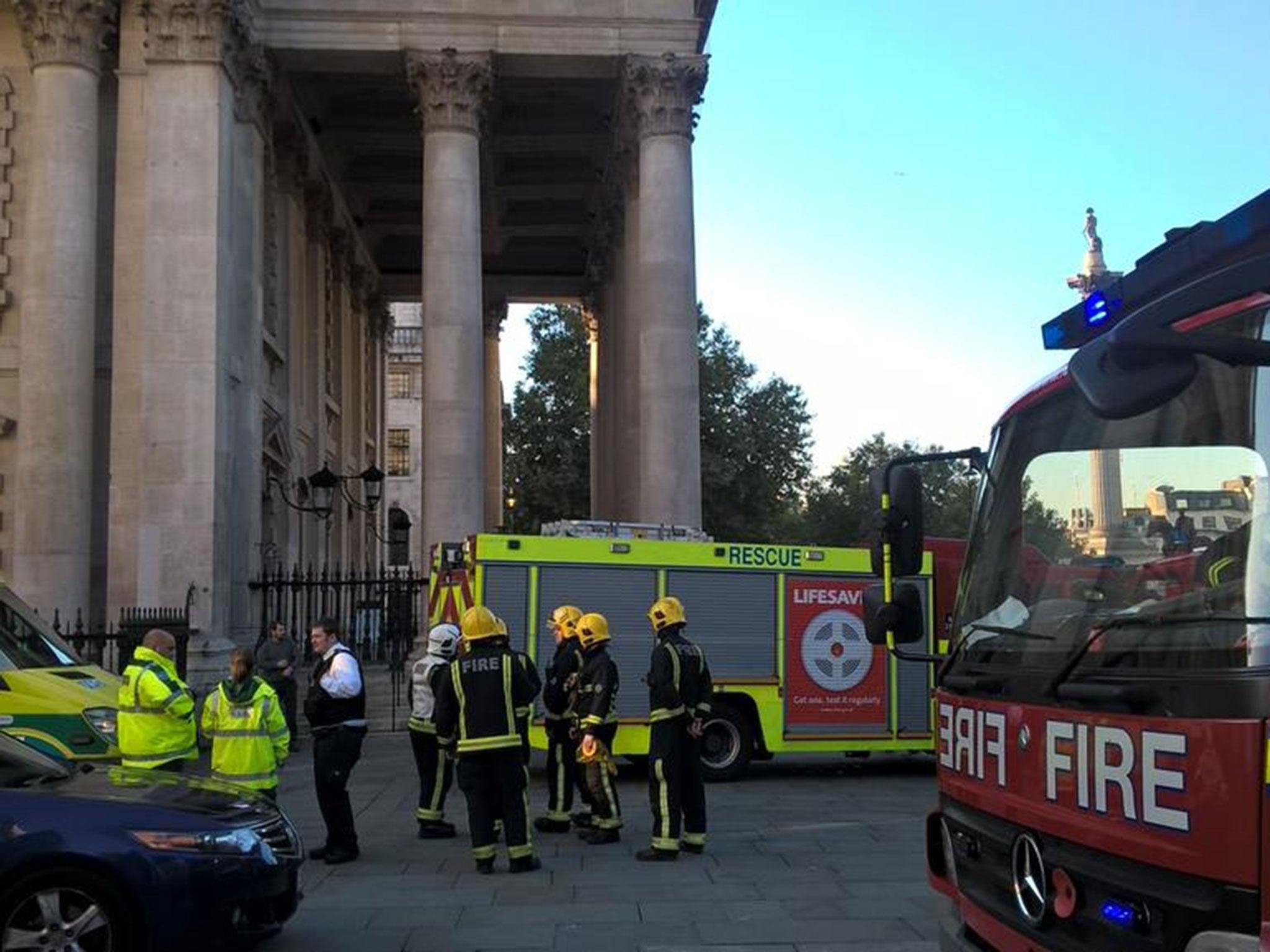 The London Fire Brigade said it was tackling a 'chemical incident' by St Martin-in-the-Fields Church