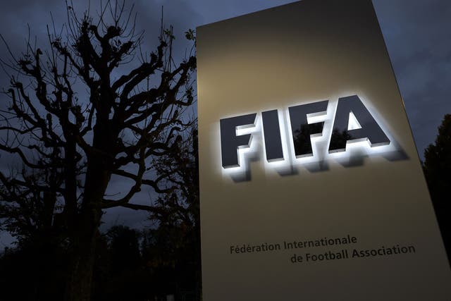A view of the Fifa sign outside of their Zurich headquarters