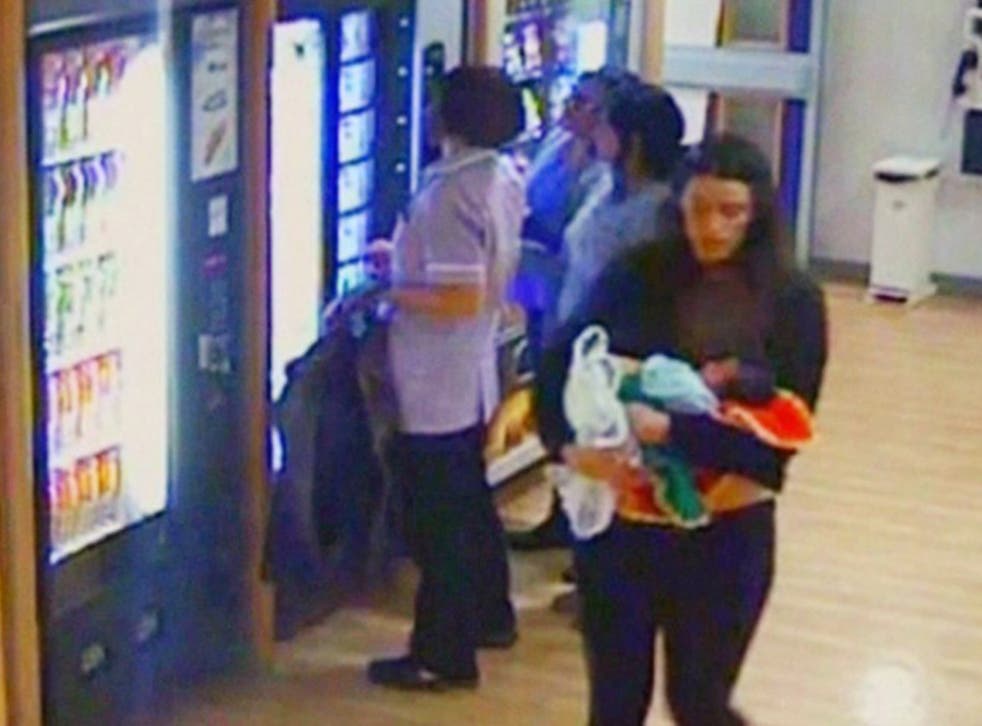 Hospital CCTV picture shows new mum Charlotte Bevan leaving hospital with baby Zaani