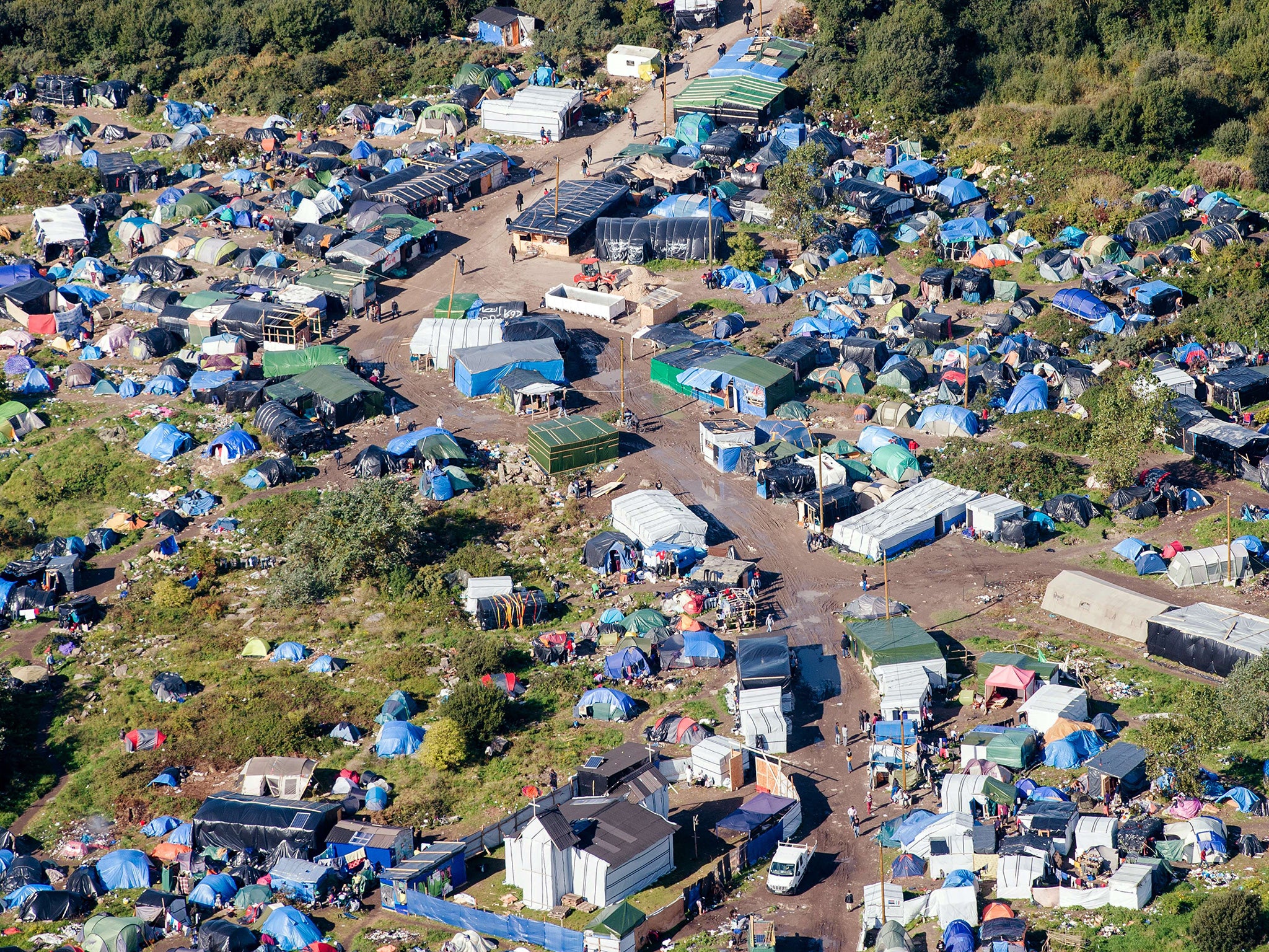 The Calais 'Jungle' camp seen from the air
