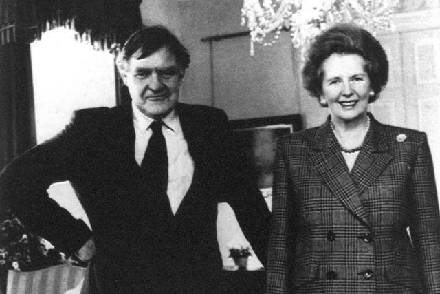 Undated file photo of Prime Minister Margaret Thatcher with her press secretary Bernard Ingham