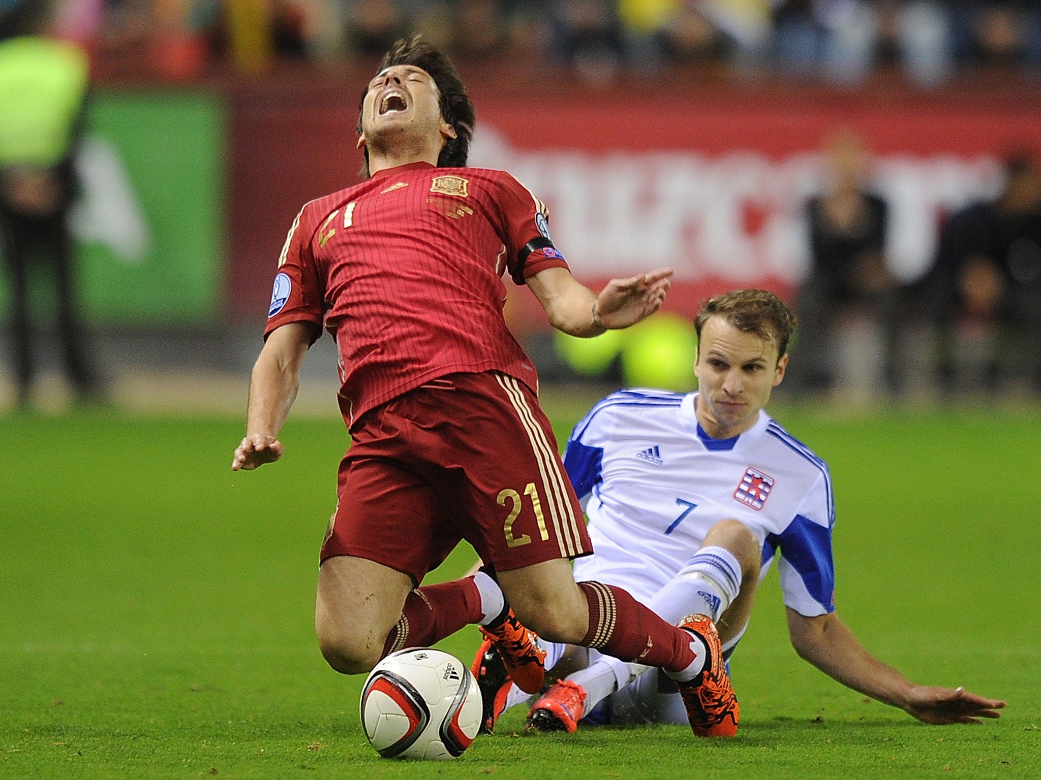 David Silva was forced off during Spain's win over Luxembourg