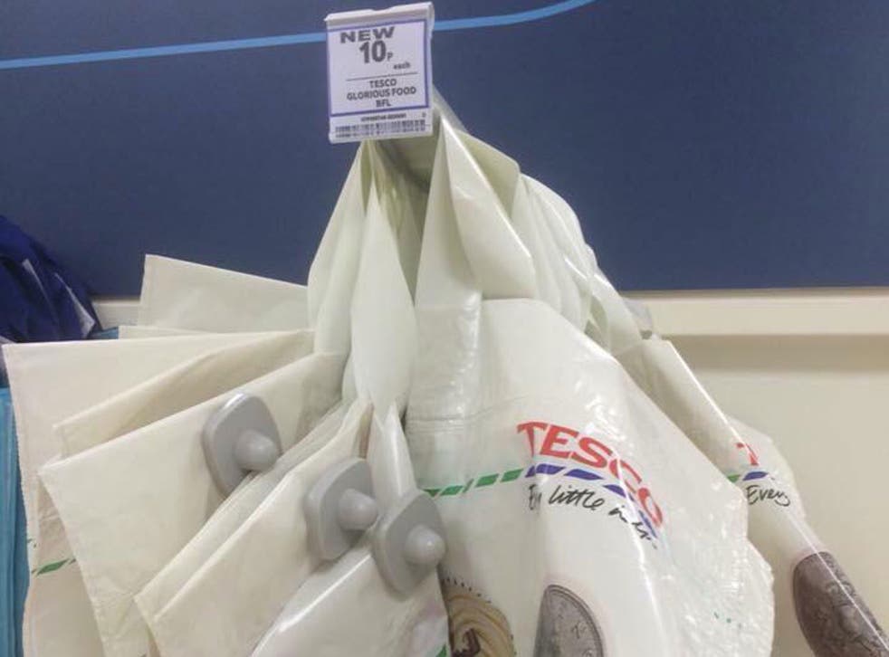 Tesco initially said the security devices had been used to prevent 'thefts' follwoing the 5p levy