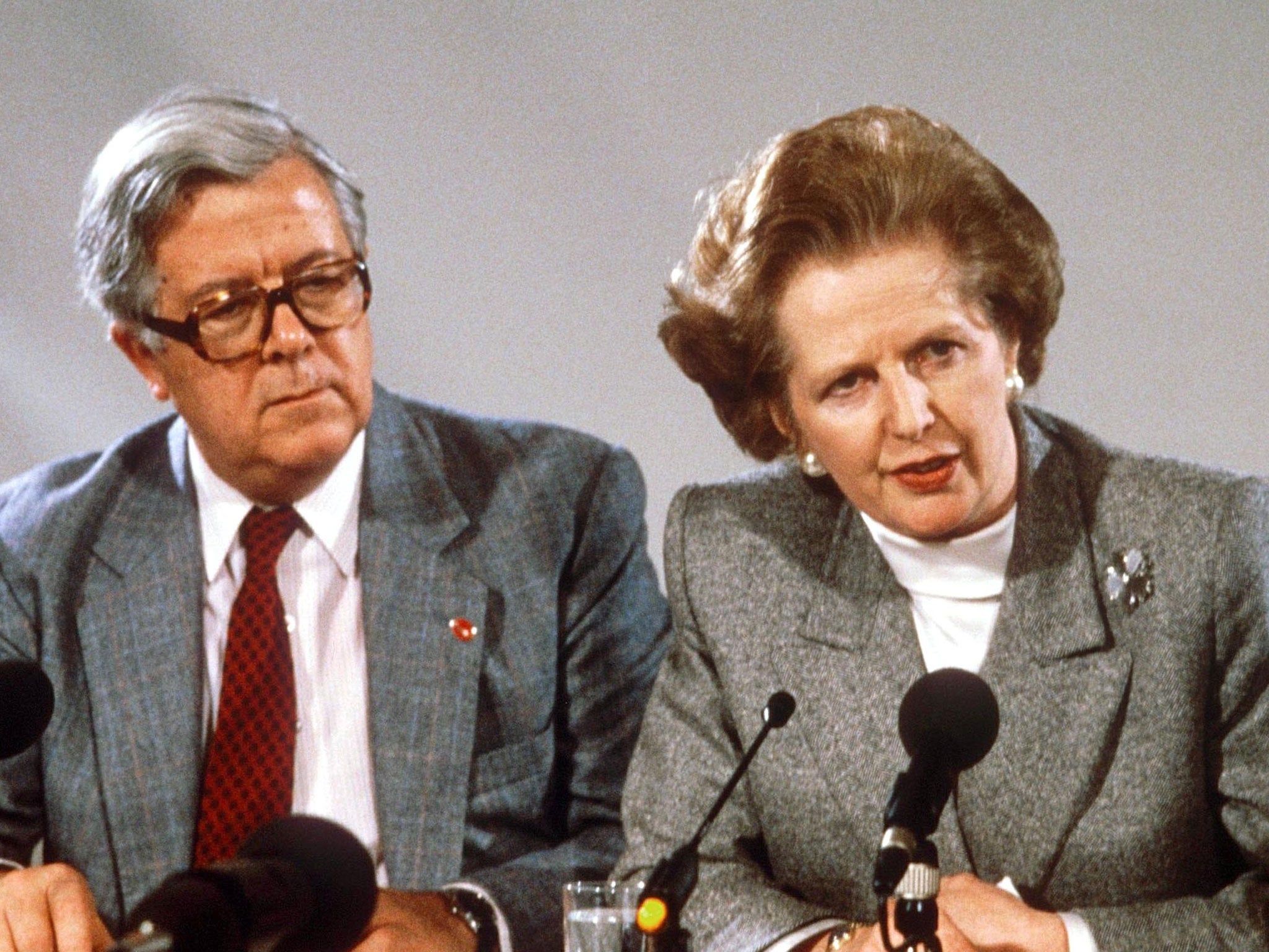 Geoffrey Howe with Margaret Thatcher in Copenhagen