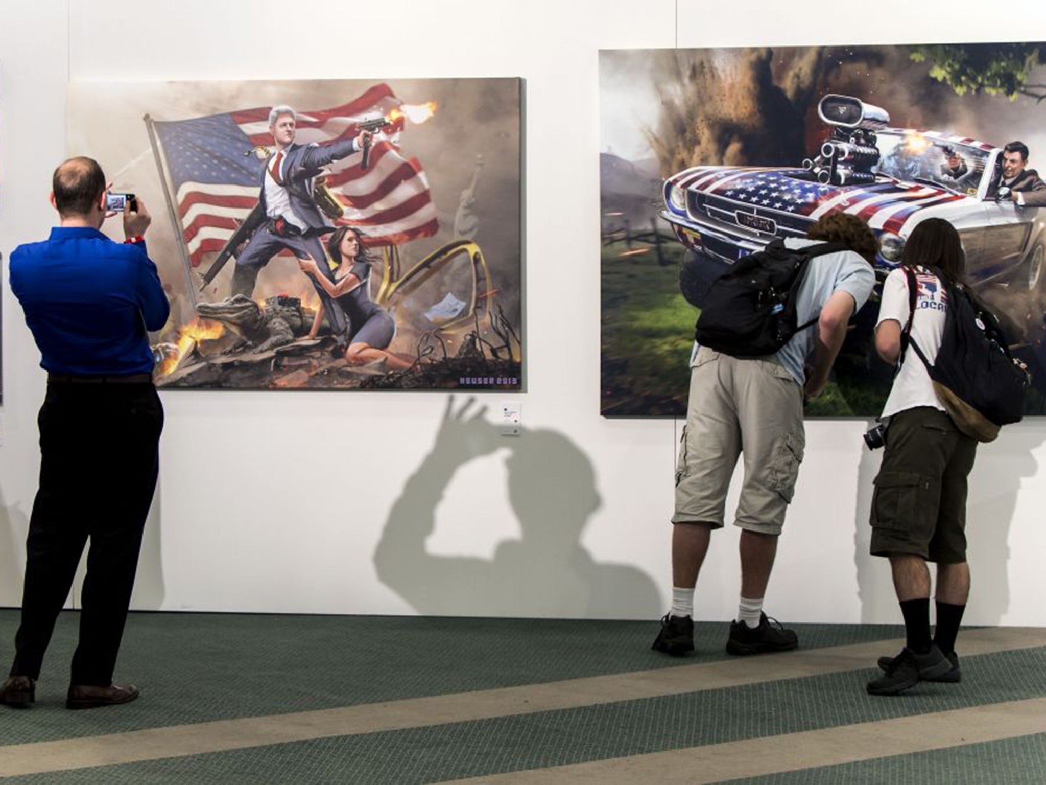 Politicon fans at an art show on the first day of the event