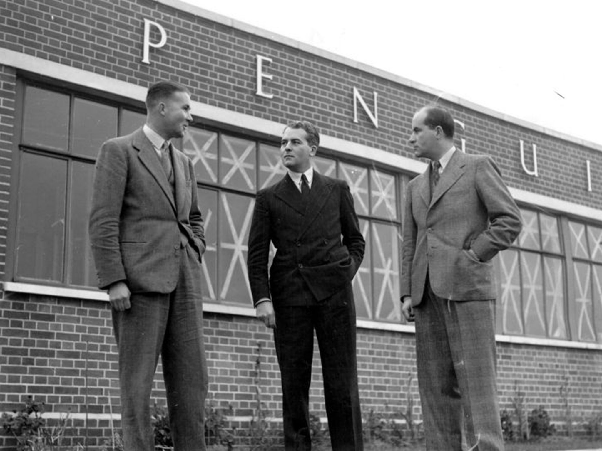 Sir Allen Lane, centre, with John Lane, left, and Richard Lane in 1940