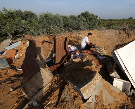 The remains of the house in Gaza City where the missile hit.