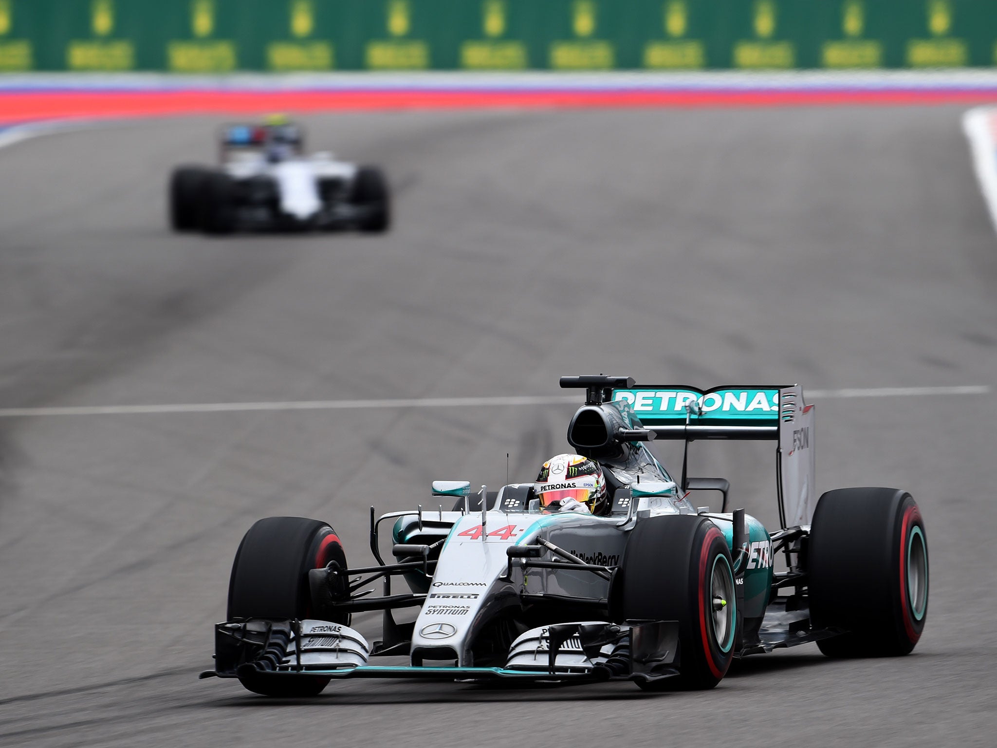 Lewis Hamilton on his way to victory in the Russian Grand Prix