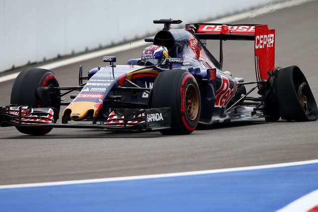 Max Verstappen suffers a left-rear puncture