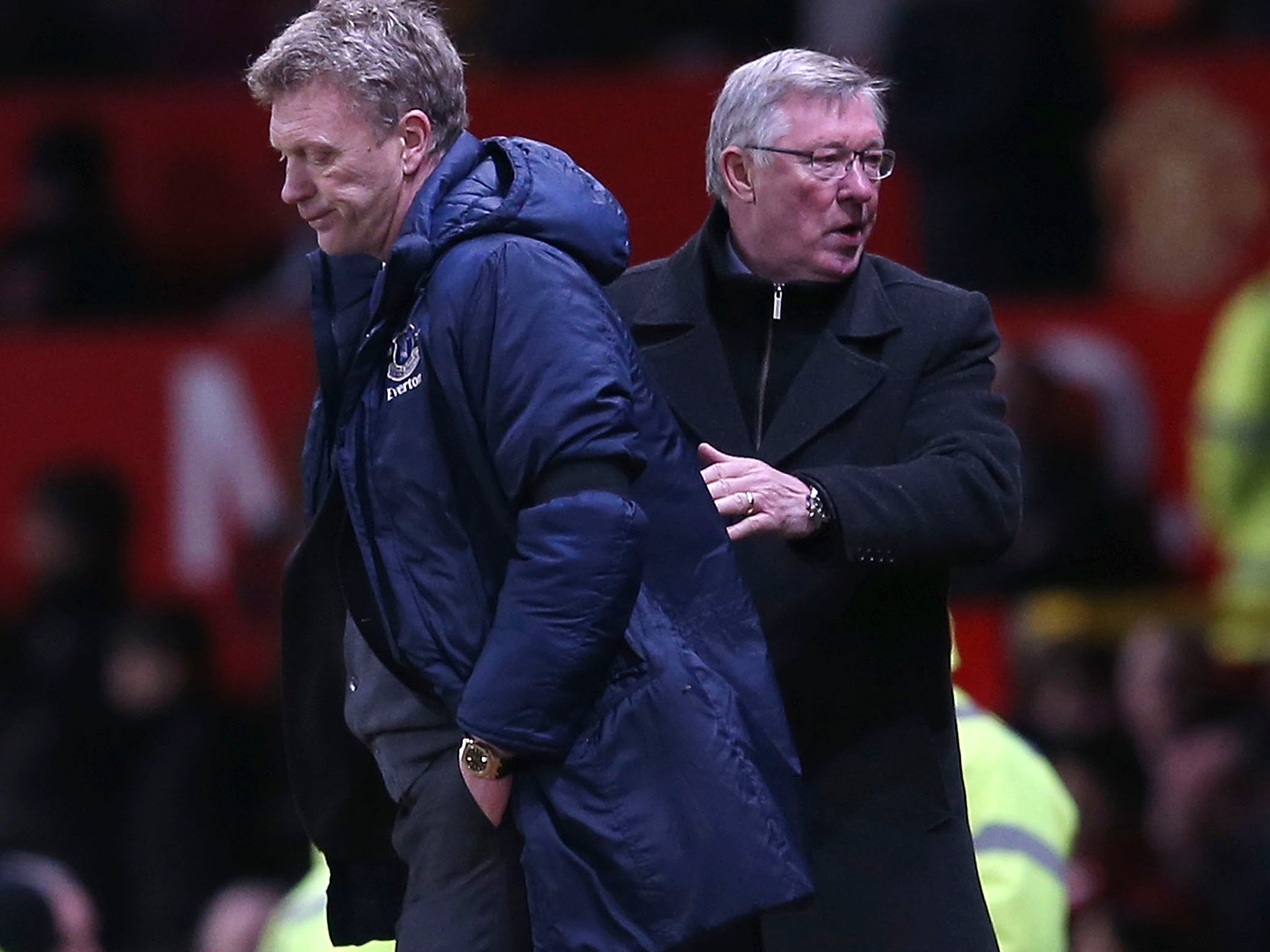 David Moyes and Sir Alex Ferguson back in February 2013