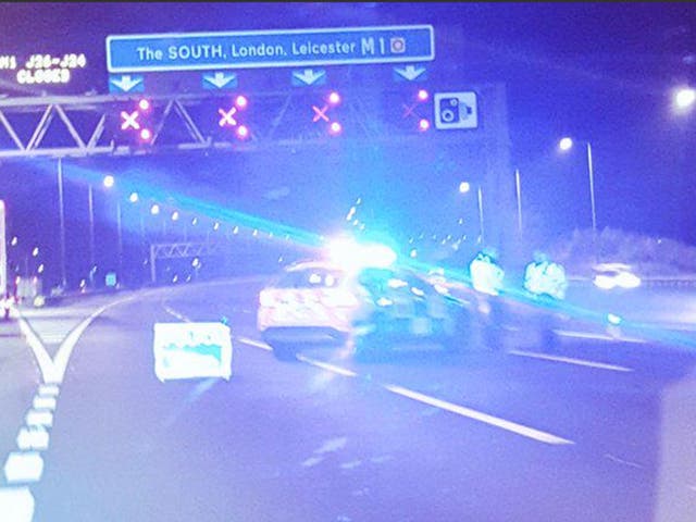 The crash happened on the M1 near Kegworth around 2am, police said