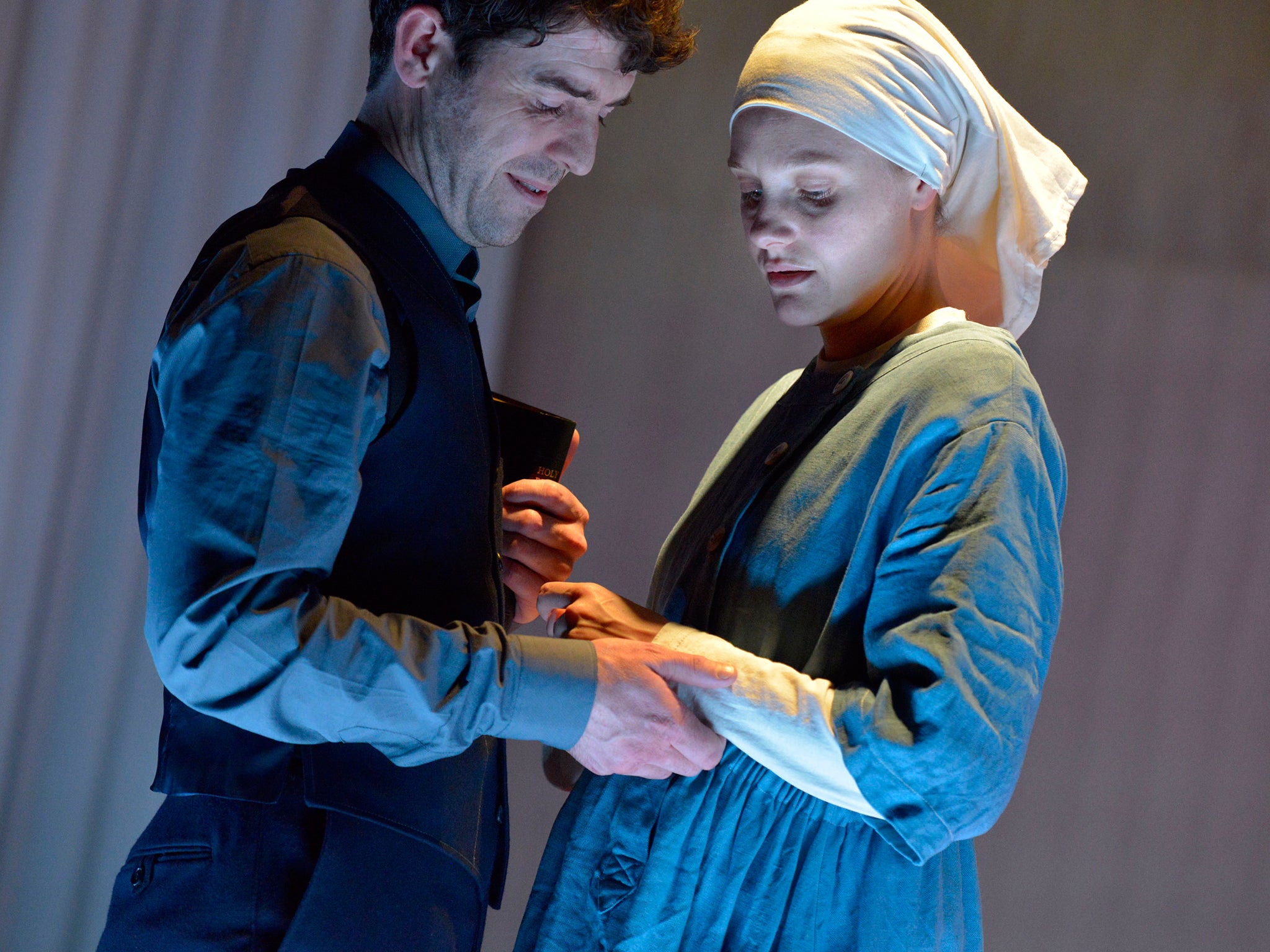 Paul Ready and Romola Garai performing in ‘Measure for Measure’ at the Young Vic in 2015