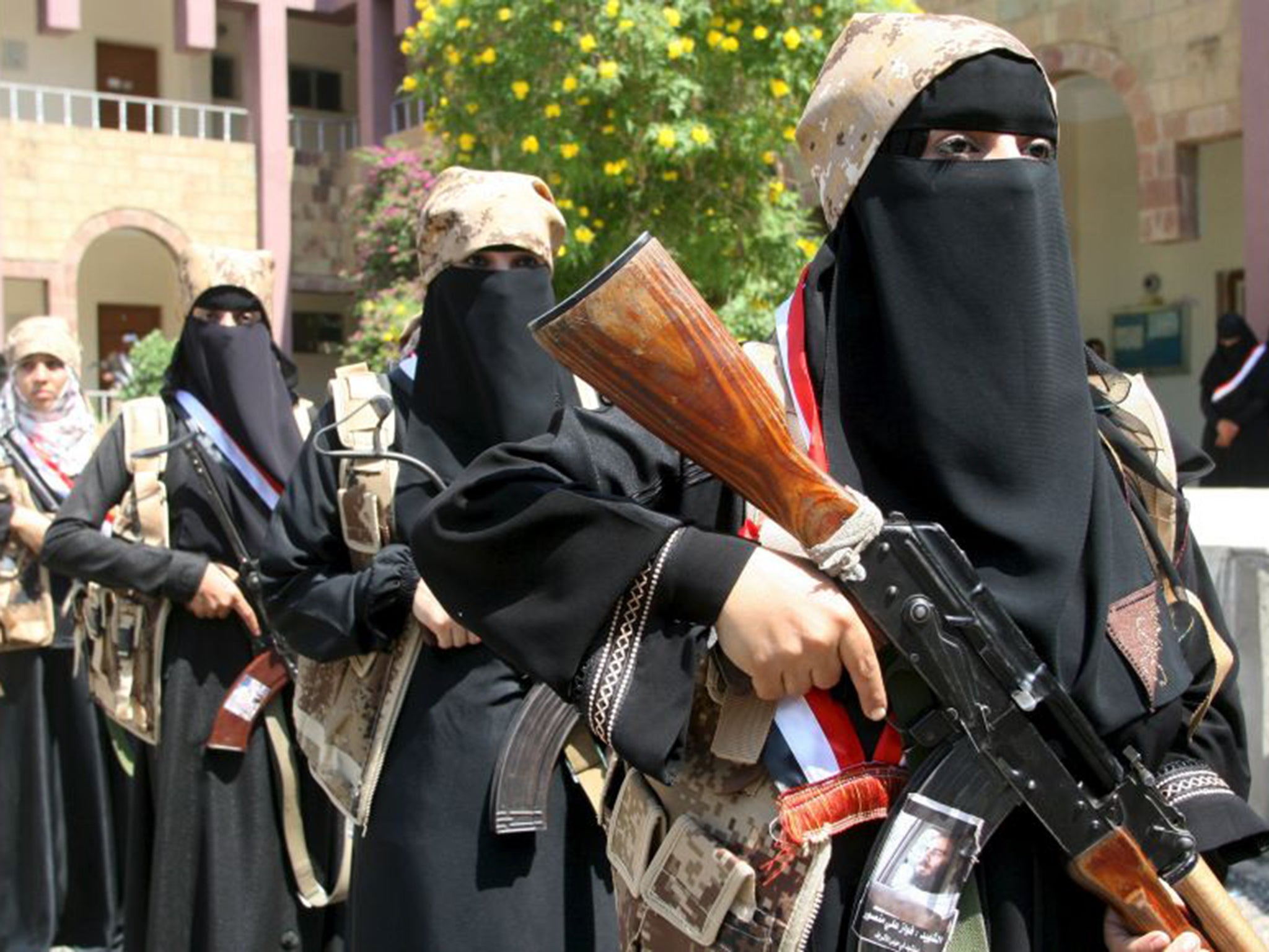 Female fighters in the Popular Resistance, an anti-Houthi militia, attend a ‘graduation ceremony’ in Taiz