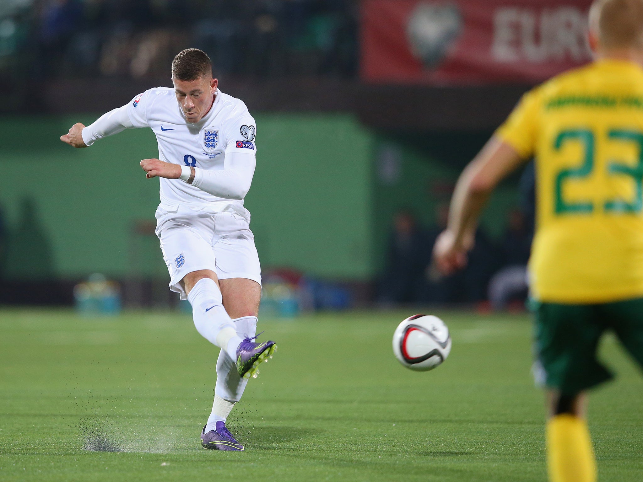 Ross Barkley puts England 1-0 up against Lithuania