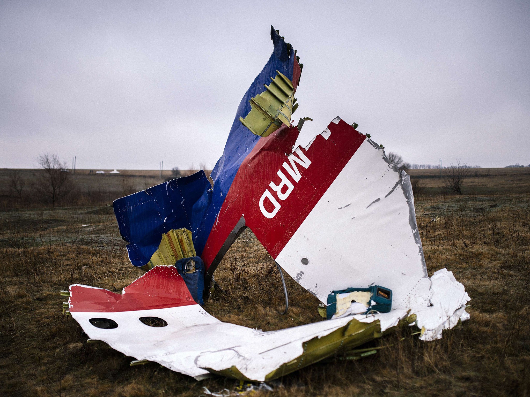 Parts of the Malaysia Airlines Flight MH17 at the crash site near the village of Hrabove, Ukraine, some 80 kms east of the city of Donetsk