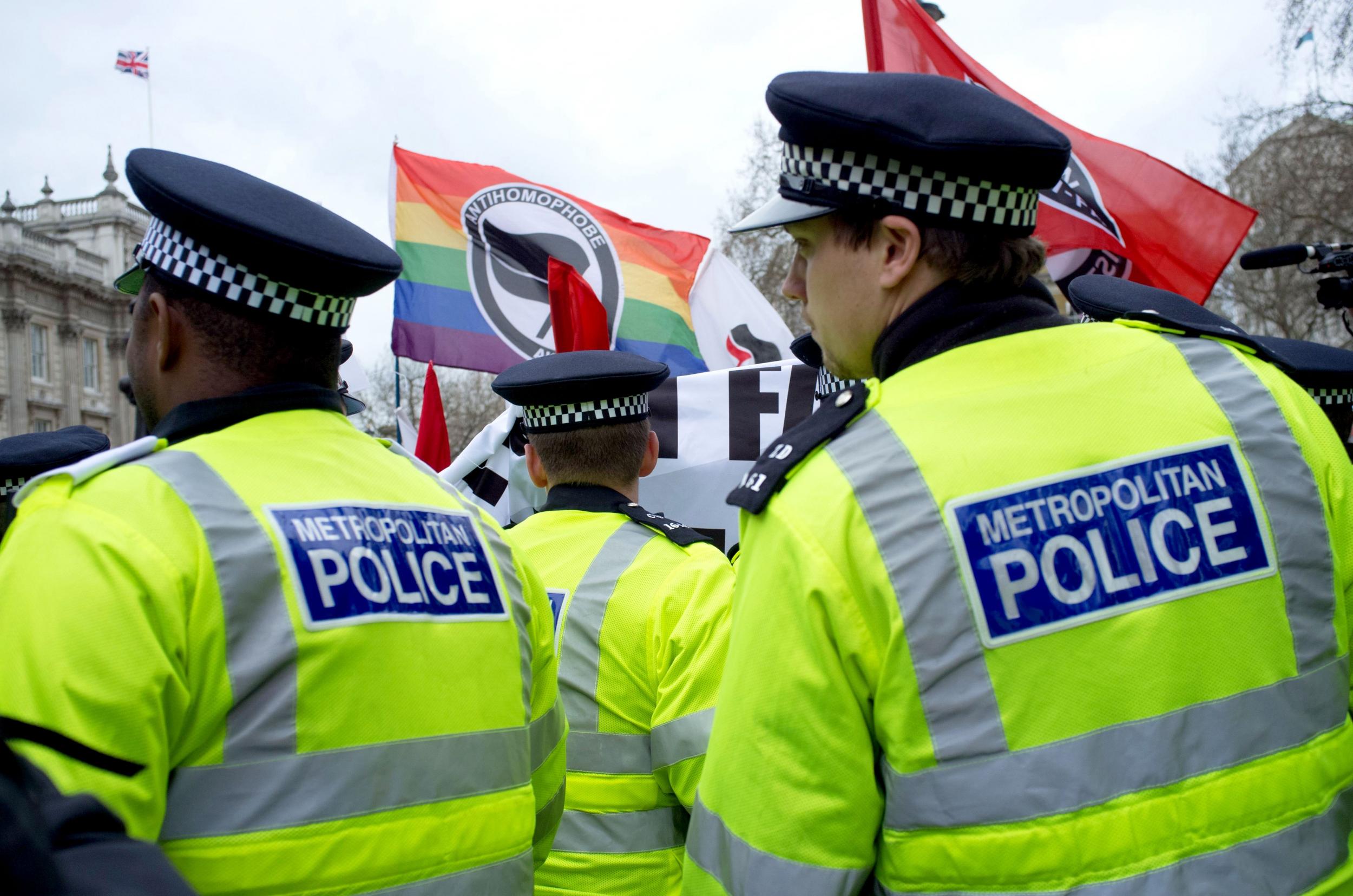 Unite Against Fascism protesters march against in London