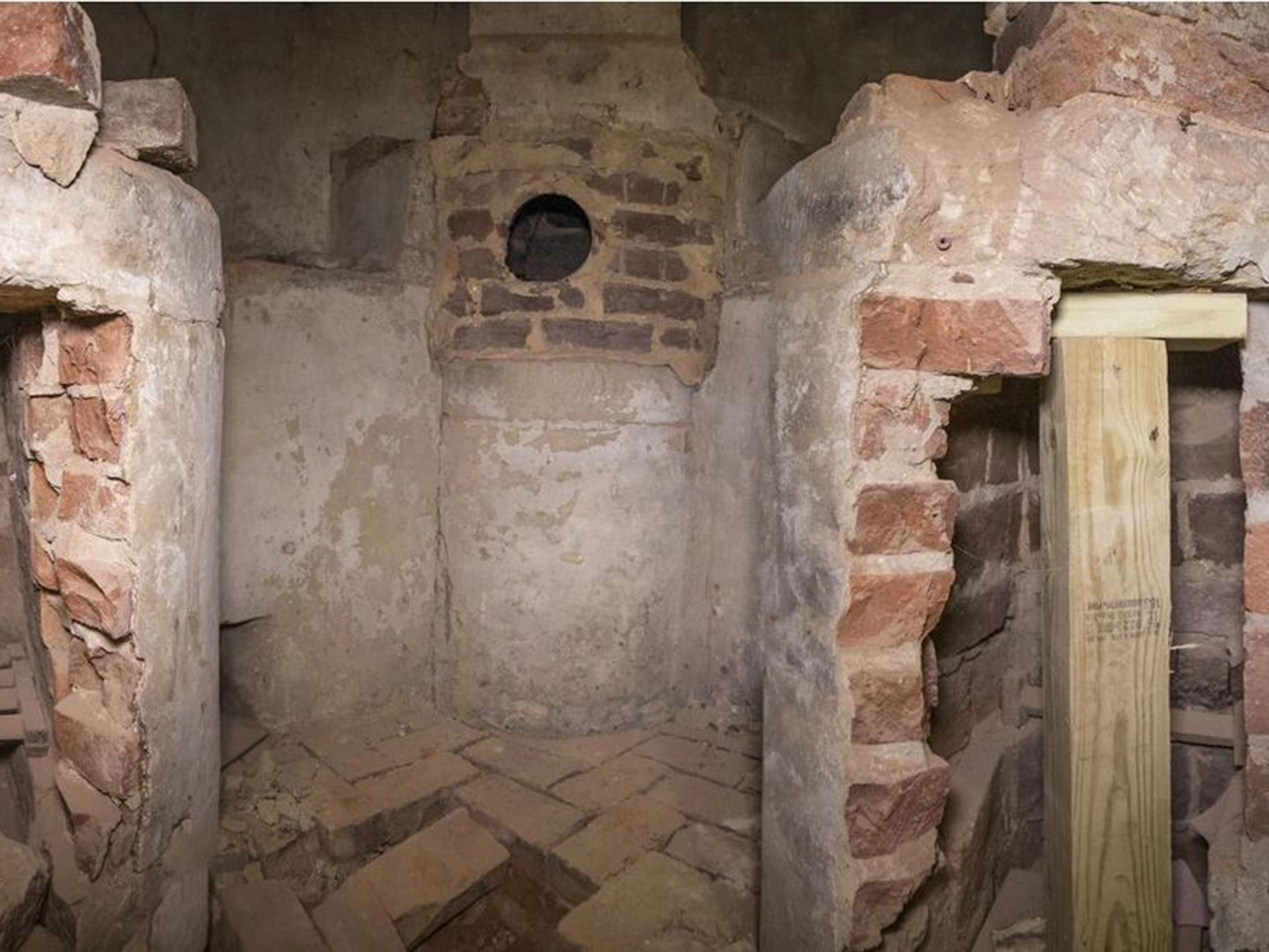 A view of the chemical hearth found in the Rotunda at the University of Virginia