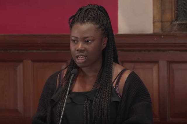 The activist speaks at a debate on US racism at Oxford in May